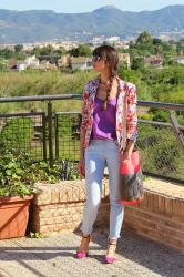 Blazer flores + Gloriaca con flecos