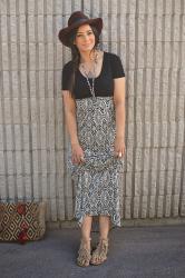 outfit: a maxi dress turned high-waisted skirt