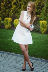 white & classy dress.