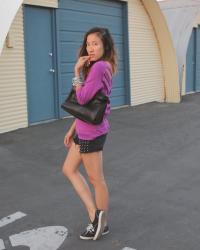 Solow's Weave Back Sweatshirt- Radiant Orchid