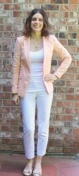 Monochromatic White With A Touch Of Pink & Tres-Chic Fashion Thursday Link Up