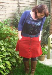 the TARDIS skirt and an upcycled sorbetto