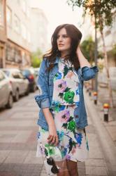 FLORAL DRESS & DENIM JACKET