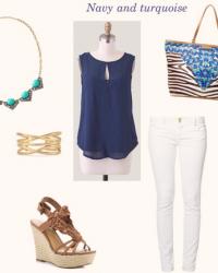 Navy and turquoise