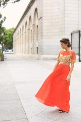 coral embellissement dress