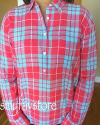 J. Crew Gauze Popover in Red Plaid