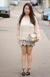 Crochet Top and Vintage Gold Colour Bag