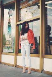 Summer Leather: Red Leather Jacket and Cropped Jeans