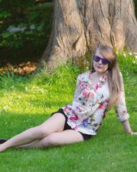 The Floral Shirt & Denim Shorts At The Park