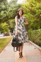 BLACK&WHITE FLORAL DRESS