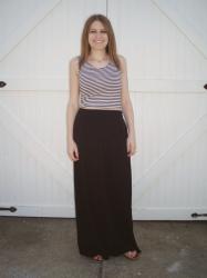 Striped Crop Top + Black Maxi Skirt