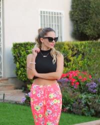 Outfit Post: Neon Floral Print Crop Pants