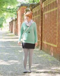 Mint Jumper and Dotted Tights