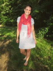 striped // dress + scarf
