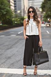 How to Wear Culottes | Black + White Outfit