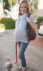 40 Weeks Pregnant! Stripe Tee, Maternity Skinny Jeans | Ombre Knit, Maxi Skirt, Marc by Marc Jacobs Fran