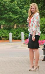 Floral Blazer + Pencil Skirt