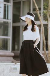 Black and White Style: Tibi Skirt and Wide Brim Hat