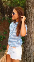 White & blue stripes