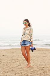 vacation outfit: ripped denim shorts