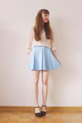 Outfit: Light blue skirt