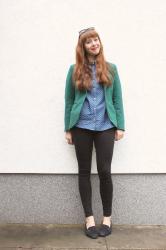 Green blazer and Polka Dots