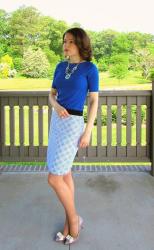 Monday Blues - Boat Neck Top & Embroidered Pencil Skirt