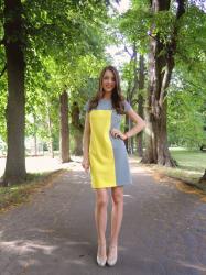 grey-yellow dress