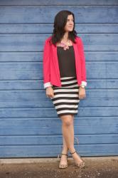 Pink Blazer with Stripes & Leopard Print (&Passion4Fashion Linkup)
