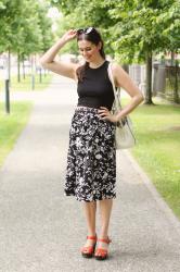 Crop Top, Midi Skirt, Clogs