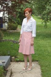 Cute Outfit of the Day: Midi Skirt and a White Blouse