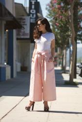 White Tee and Wide Leg Pants