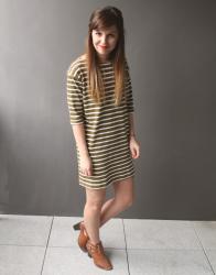 Outfit // Topshop Moss Green Stripe Dress