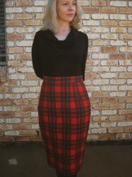 Red Tartan Gertie's Pencil Skirt