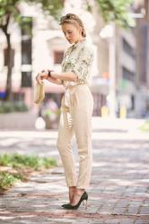 BEIGE OUTFIT IN DALLAS: CLASSY, RETRO AND EDGY