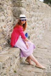 Summer Sightseeing Outfit | Coral, Lilac and Cobalt Brights