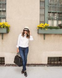 Weekend Casual | White Button Down + Skinny Jeans
