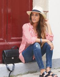 red stripes shirt