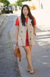 Sleeveless Trench Coat and Red Theme
