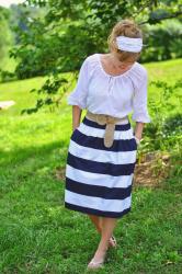 Review | Navy Striped Cotton Skirt