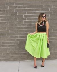 Outfit Post: Crop Top + Neon Midi Skirt