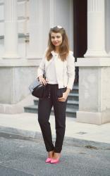 WHITE JACKET & NEON HEELS