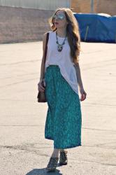 Maxi with a Statement Necklace | Plus 4 Other Ways to Style a Maxi Skirt | and a LINK PARTY!