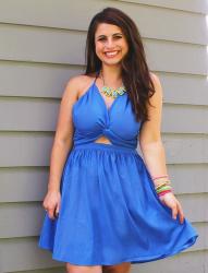 Blue Cutout Dress & Neon Accessories