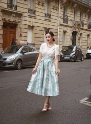 Popping to Paris - Duck Egg Midi Skirt by The Eiffel Tower