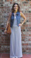 Striped Maxi, Denim Vest & eShakti Giveaway