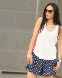 Navy Blue Polka Dot Shorts