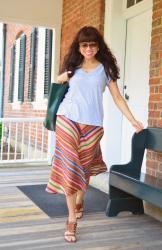 Ethnic Print Midi Skirt 