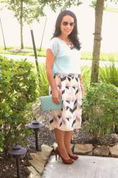 Work Style: Sheinside skirt and mint top