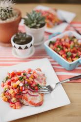 salmon with peach salsa